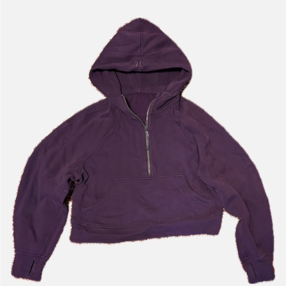 Purple Lululemon half zip cropped hoodie